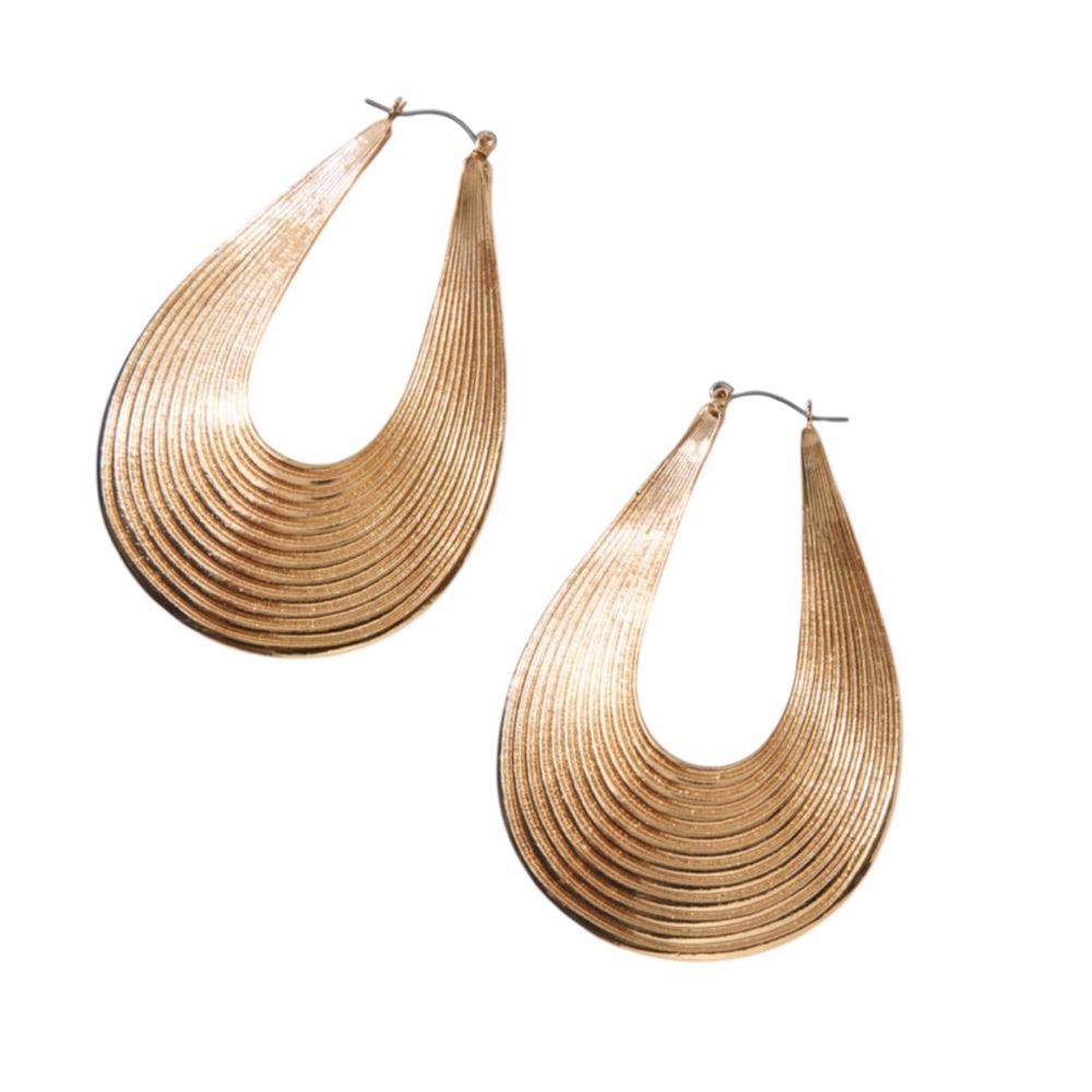 GOLD-TONE TEXTURED TEARDROP 60MM HOOP
EARRINGS